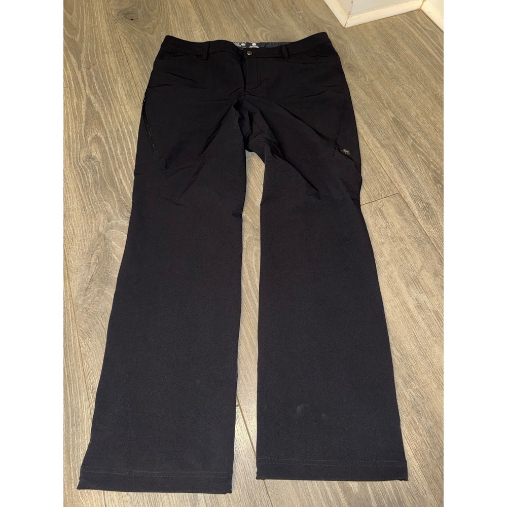 Mountain Hardwear Women Black Softshell Hiking Pants Size 14/32 Straight Leg